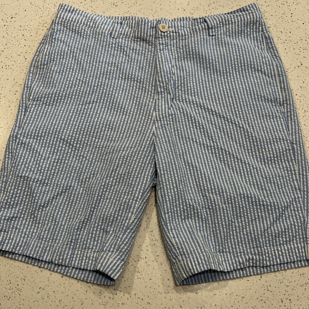 Vineyard Vines Men's Seersucker Club Shorts 32, Light Blue & White,